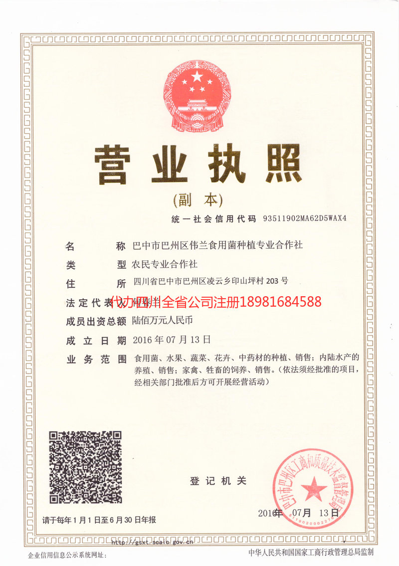 山南山南伟兰食用菌种植专业合作社